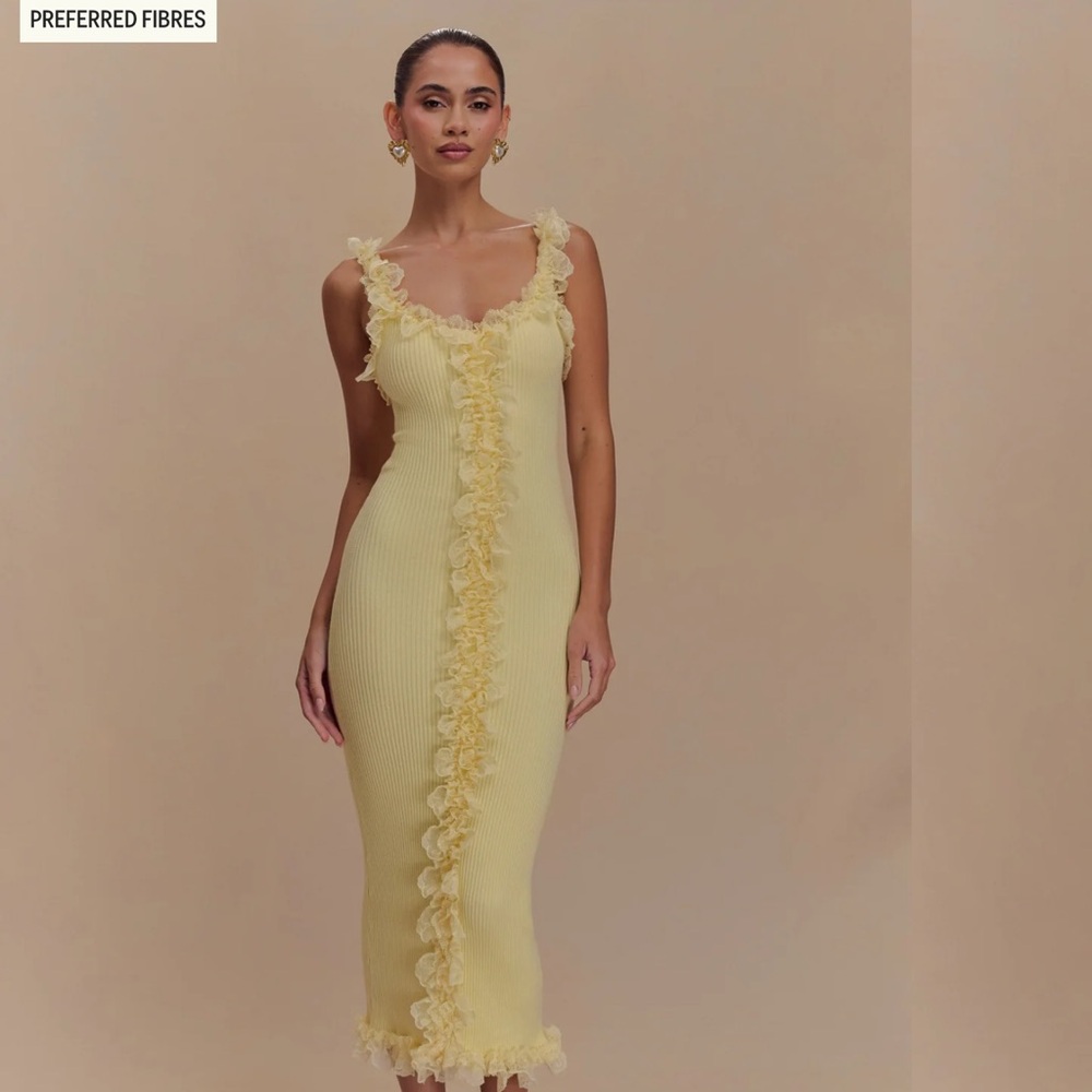 Meshki Lemon Ruffle Maxi Dress